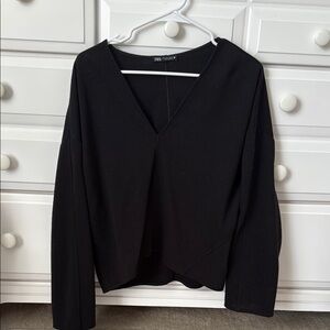 Zara Black V-Neck Women's Top
